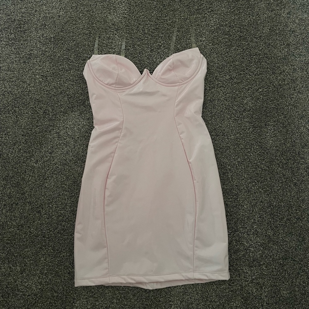 Oh Polly Light Pink Latex Mini Dress